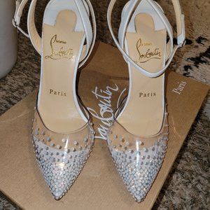 CHRISTIAN LOUBOUTIN Spikaqueen 100 pvc white pumps
